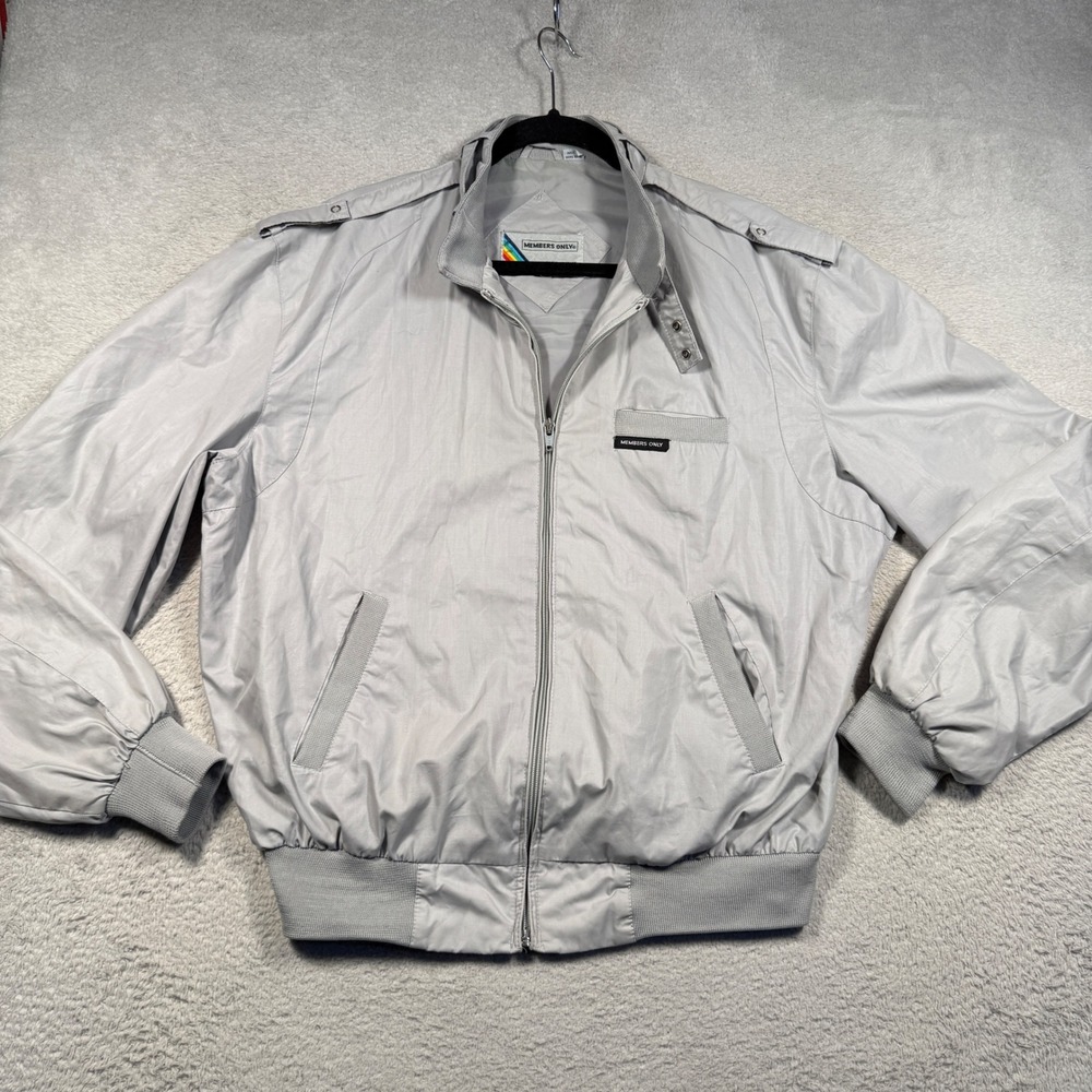 Vintage 80s Members Only by Europe Craft Racer Jacket Mens 40 Gray Iconic Bomber